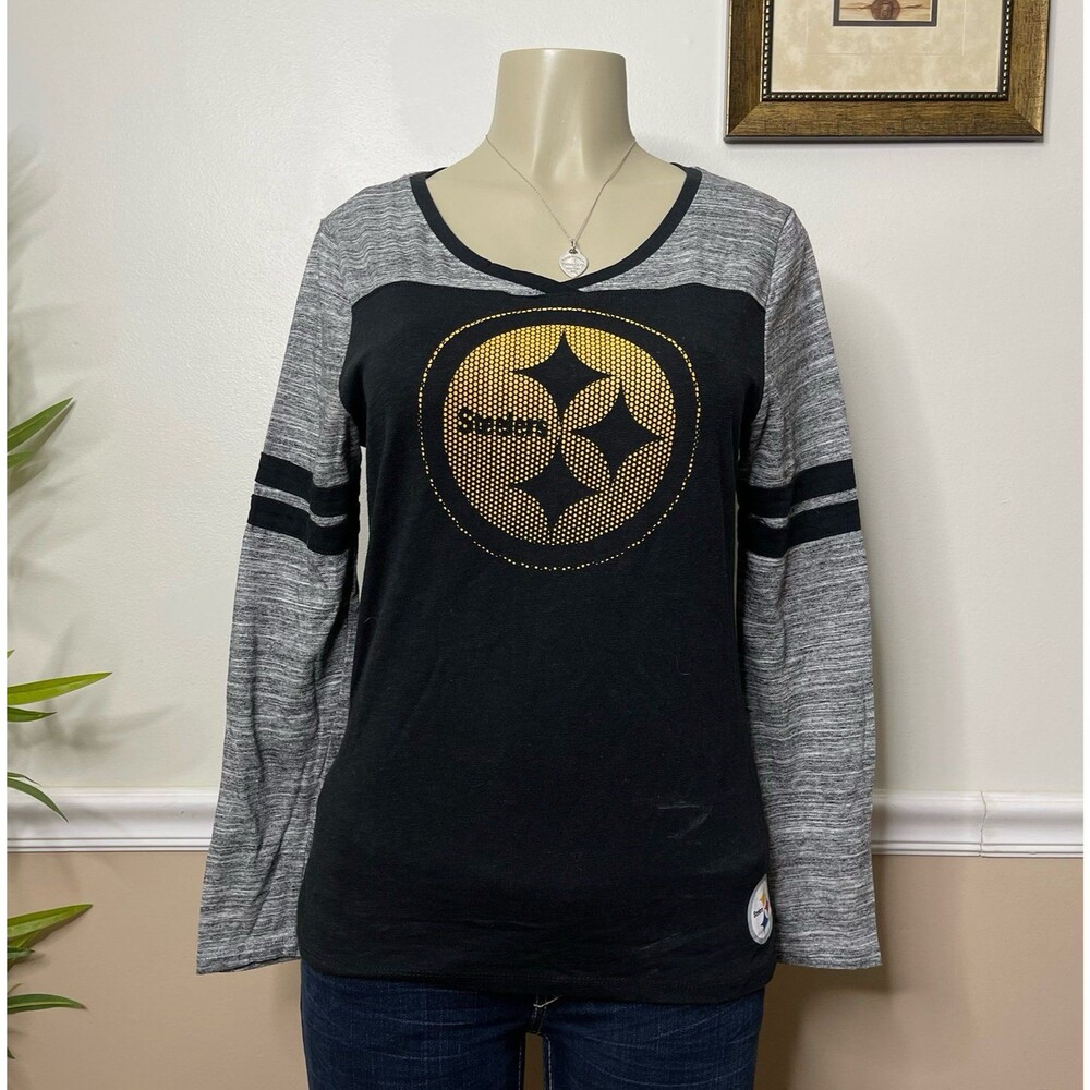 NFL Collection Juniors Pittsburgh Steelers Football Reglan Baseball Tee Top